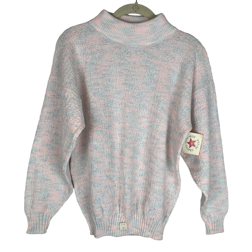 Vintage Deadstock 80s pastel mock neck sweater size medium